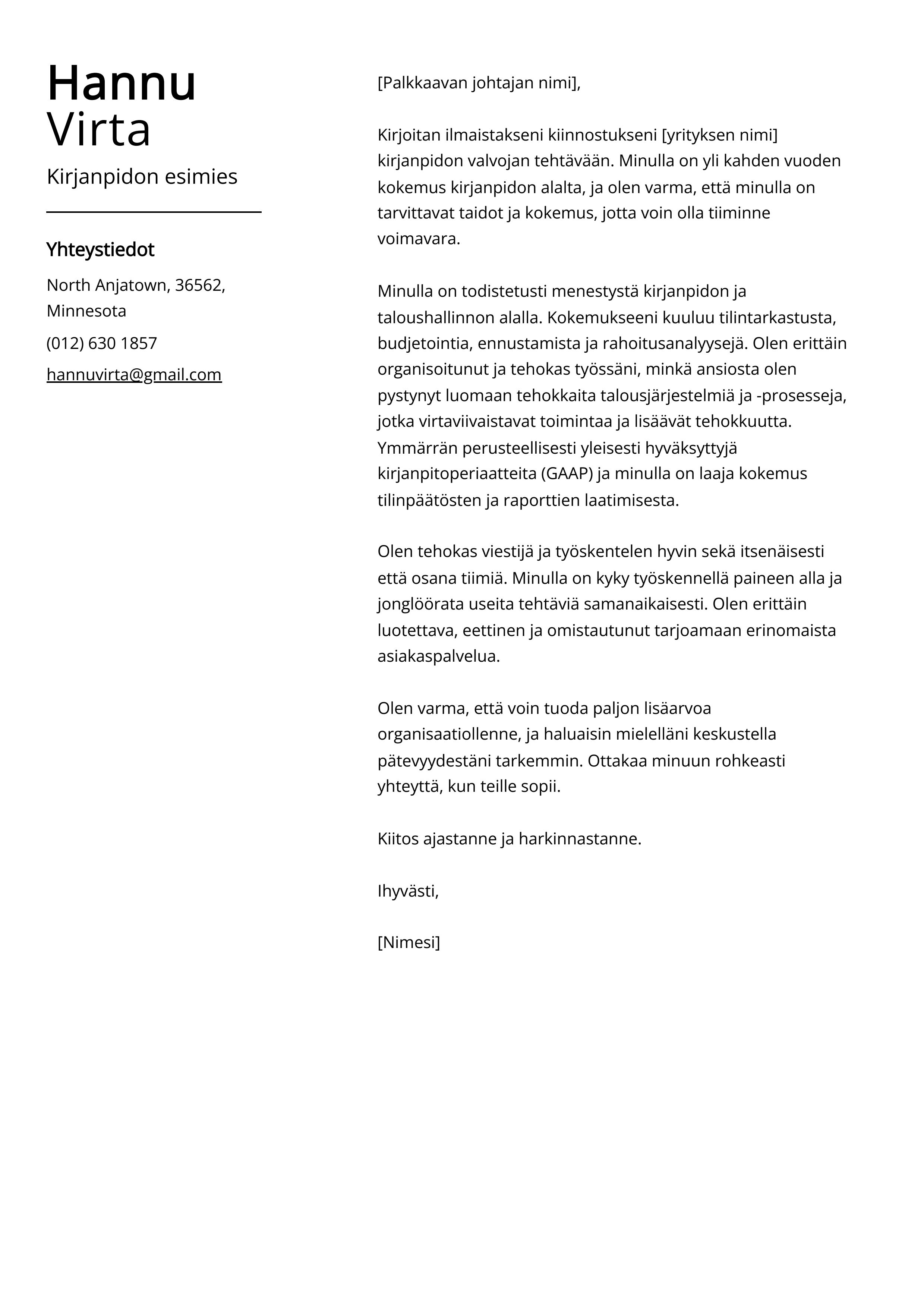 Kirjanpidon Esimies Saatekirje Esimerkki Vuodelle 2024 Kirjanpidon Esimies Saatekirje Esimerkki Vuodelle 2024