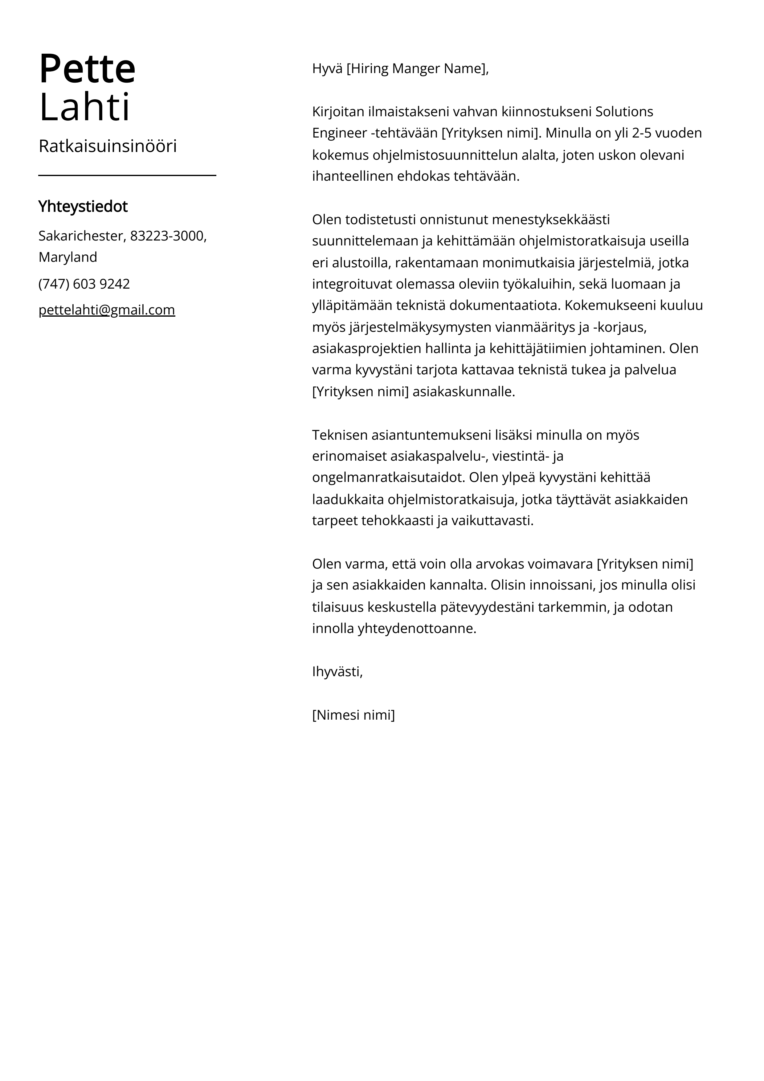 Ratkaisuinsin ri Saatekirje Esimerkkej malli 20 Vinkki 
