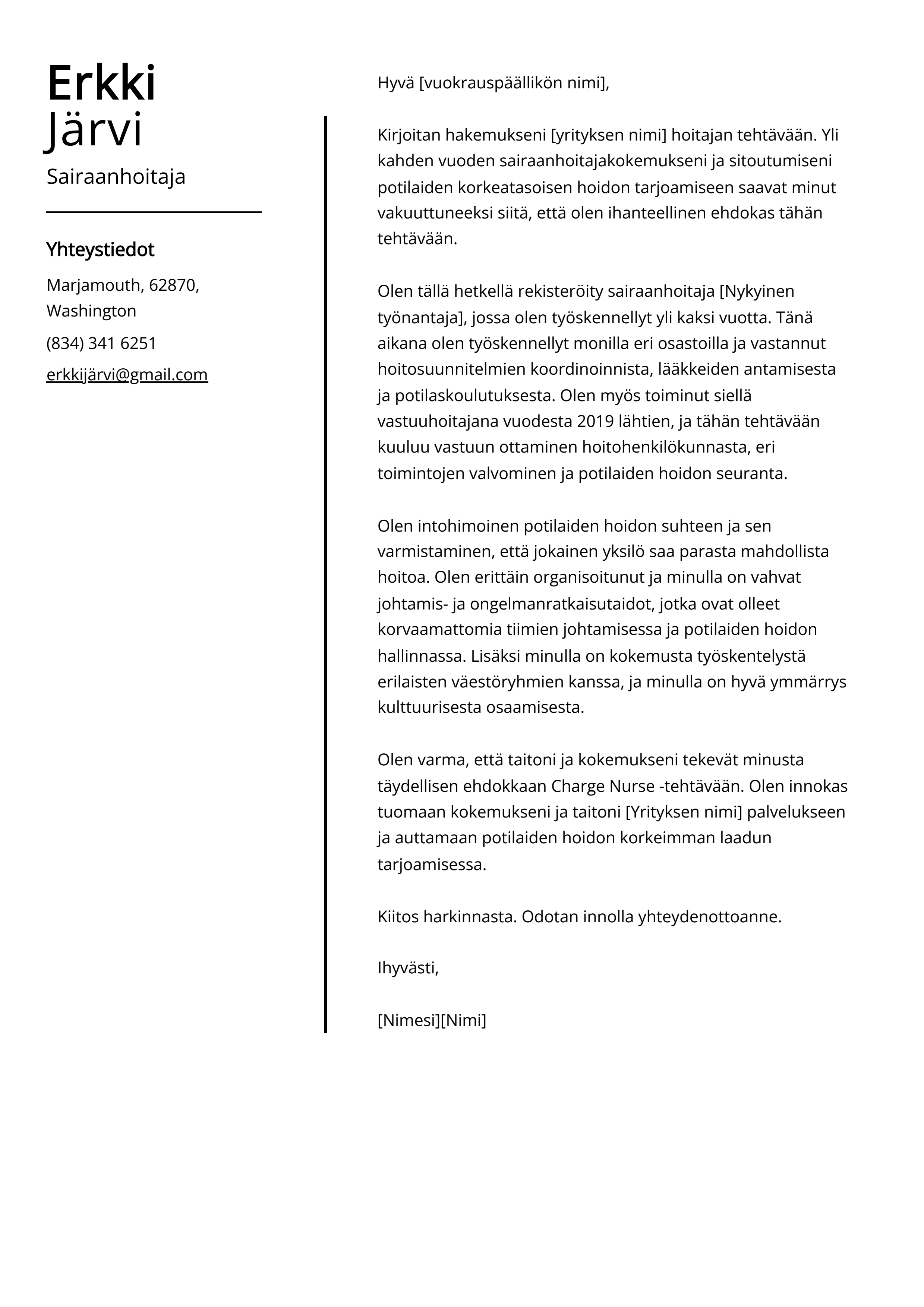 Sairaanhoitaja Saatekirje Esimerkki Vuodelle 2024 Sairaanhoitaja Saatekirje Esimerkki Vuodelle 2024