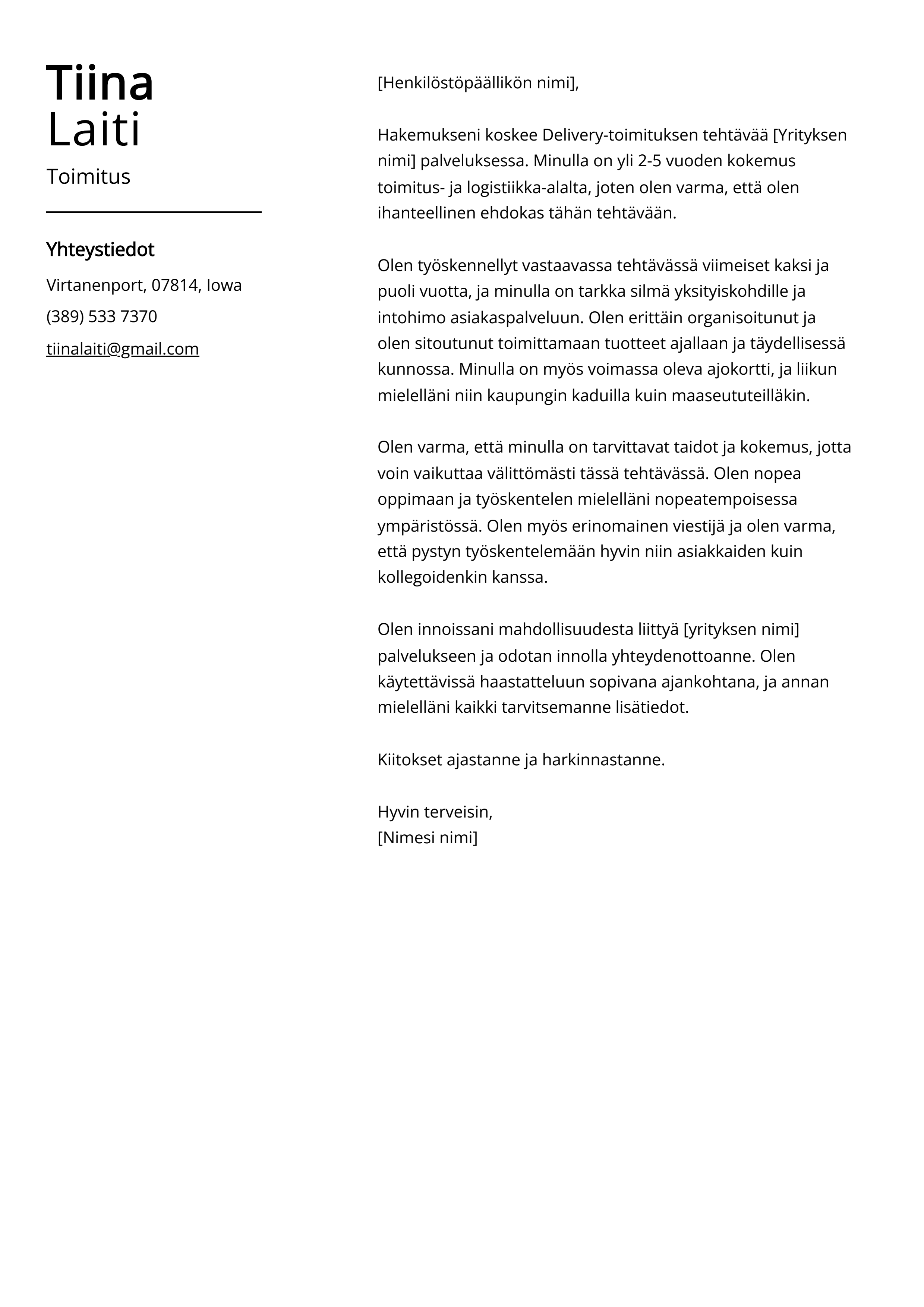 Toimitus Saatekirje Esimerkki Vuodelle 2024 Toimitus Saatekirje Esimerkki Vuodelle 2024