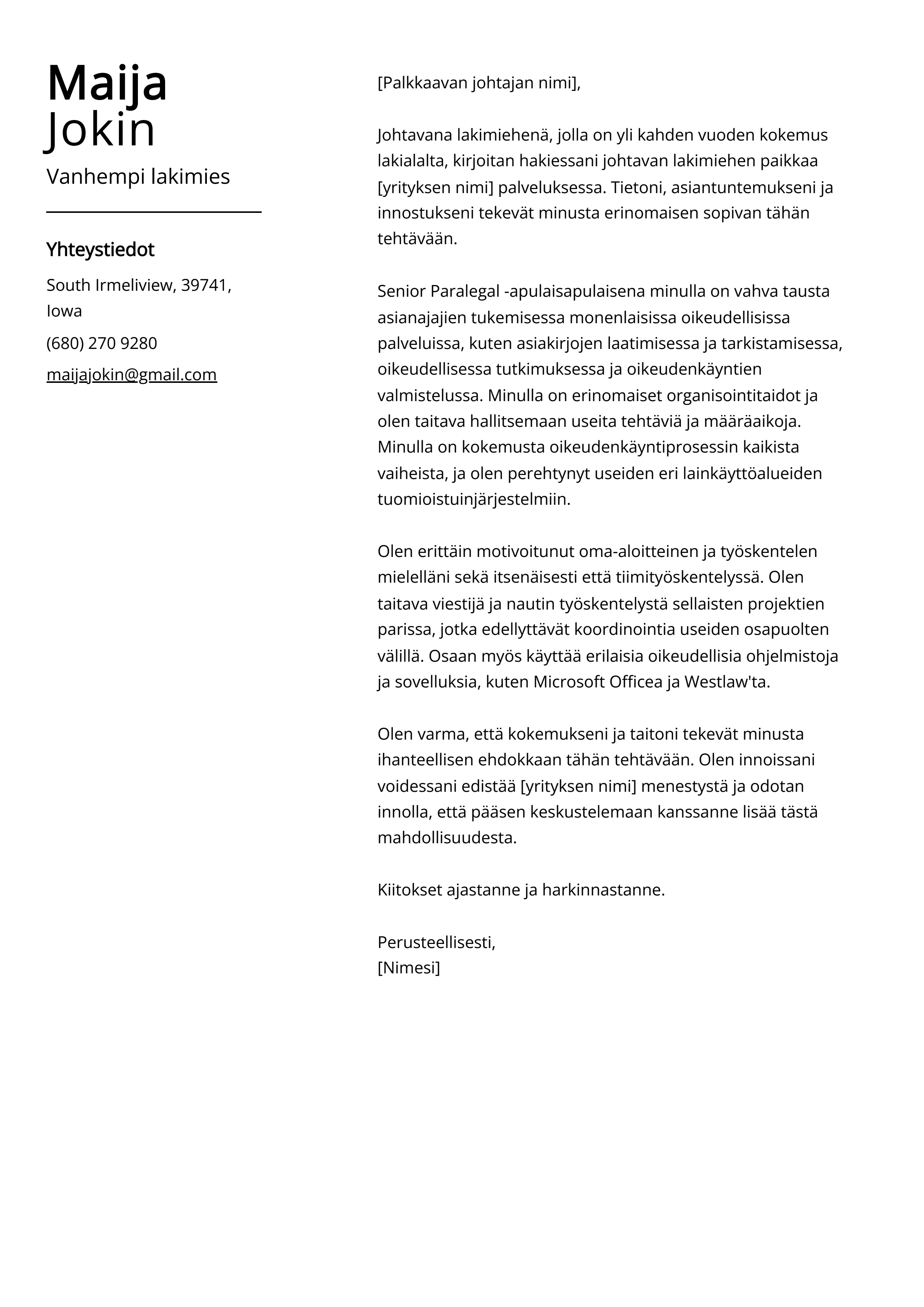 Vanhempi Lakimies Saatekirje Esimerkkej malli 20 Vinkki Vanhempi Lakimies Saatekirje Esimerkkej malli 20 Vinkki