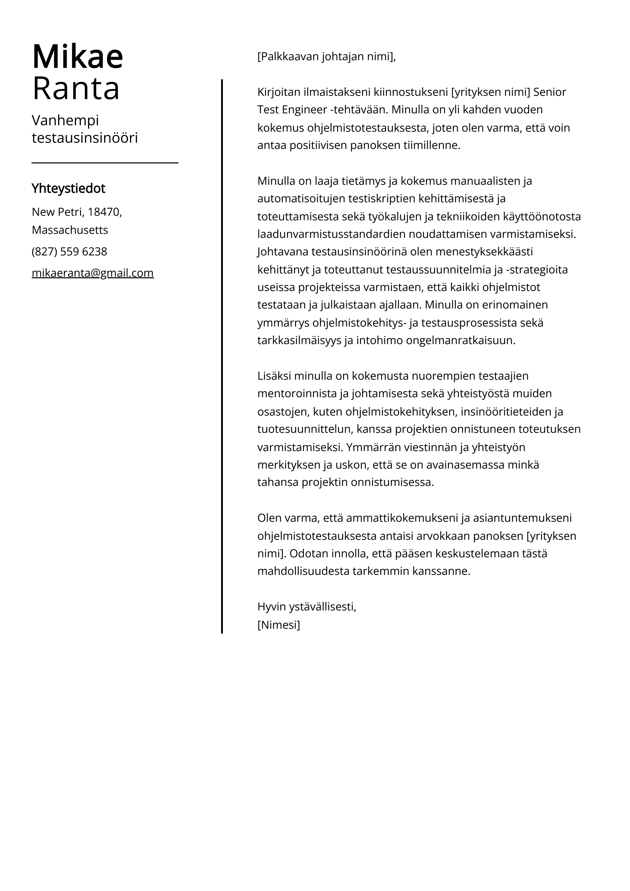 Vanhempi Testausinsin ri Saatekirje Esimerkkej malli 20 Vinkkej Vanhempi Testausinsin ri Saatekirje Esimerkkej malli 20 Vinkkej