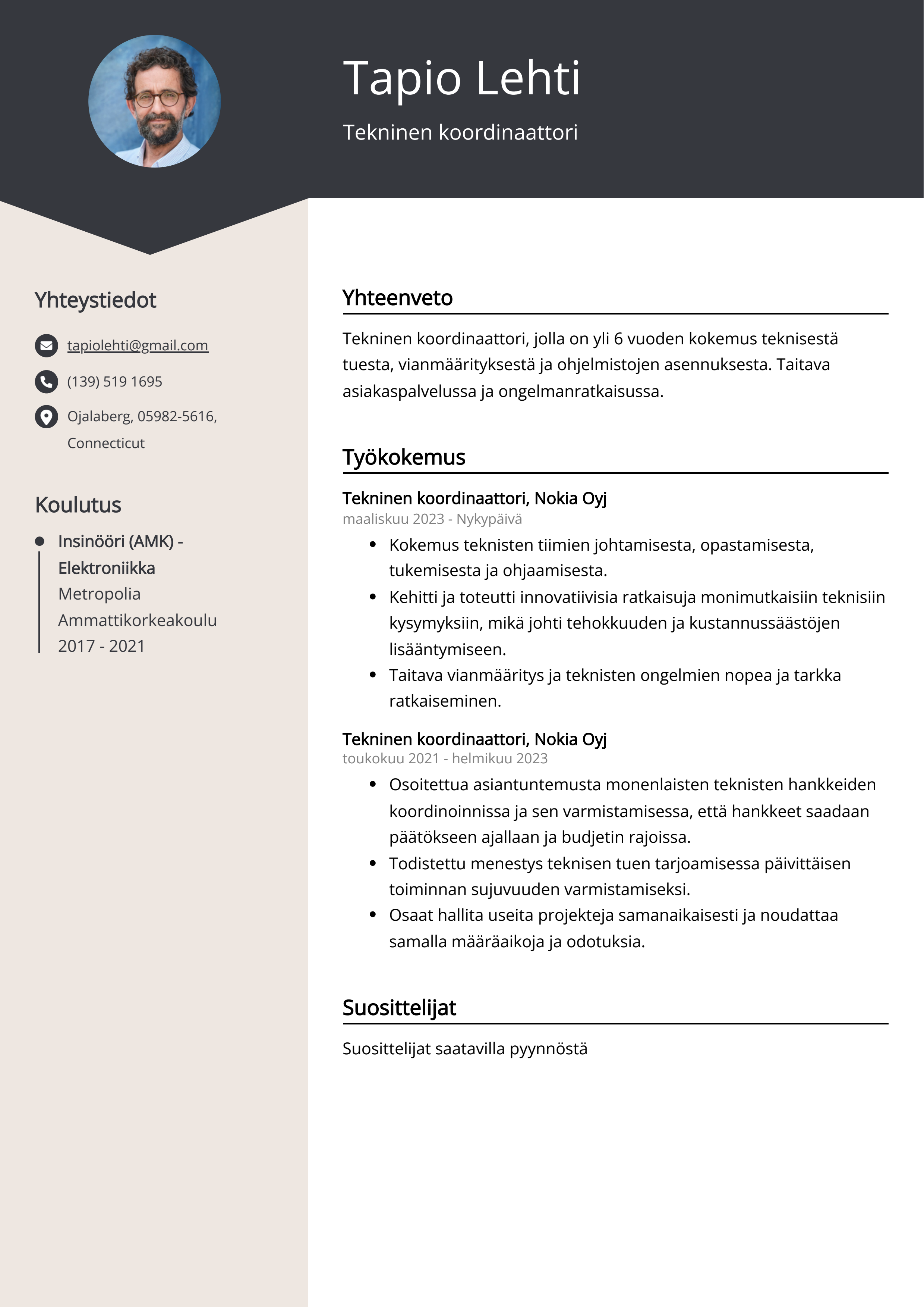 Tekninen koordinaattori Resume Example