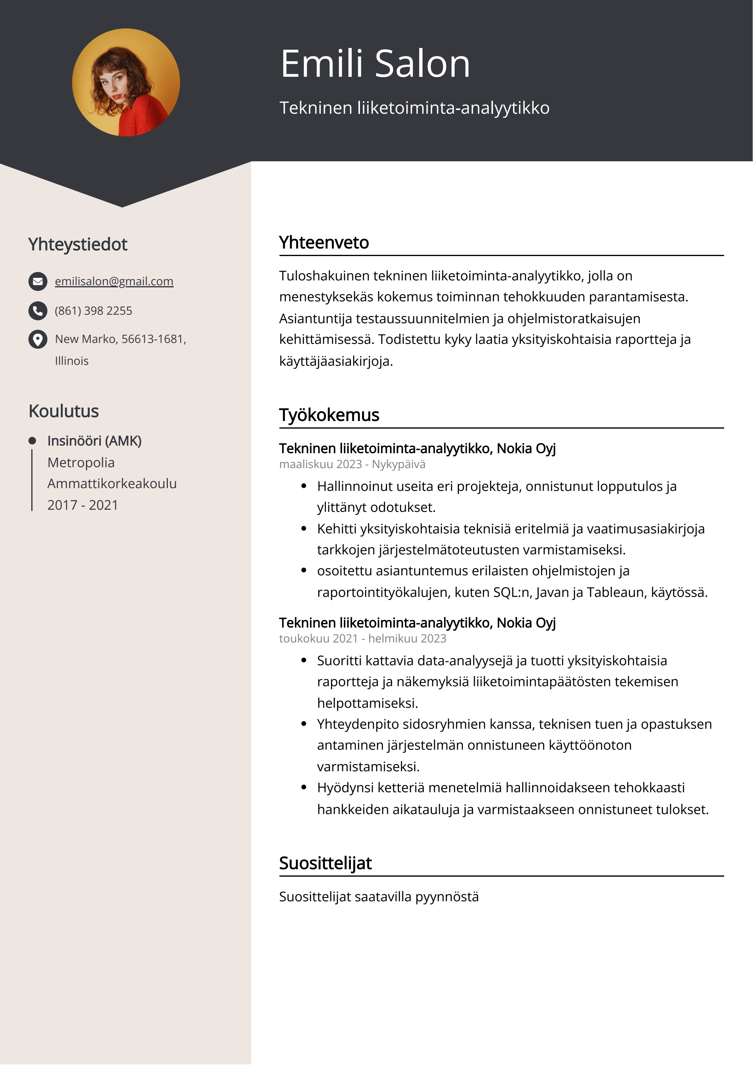 Tekninen liiketoiminta-analyytikko Resume Example