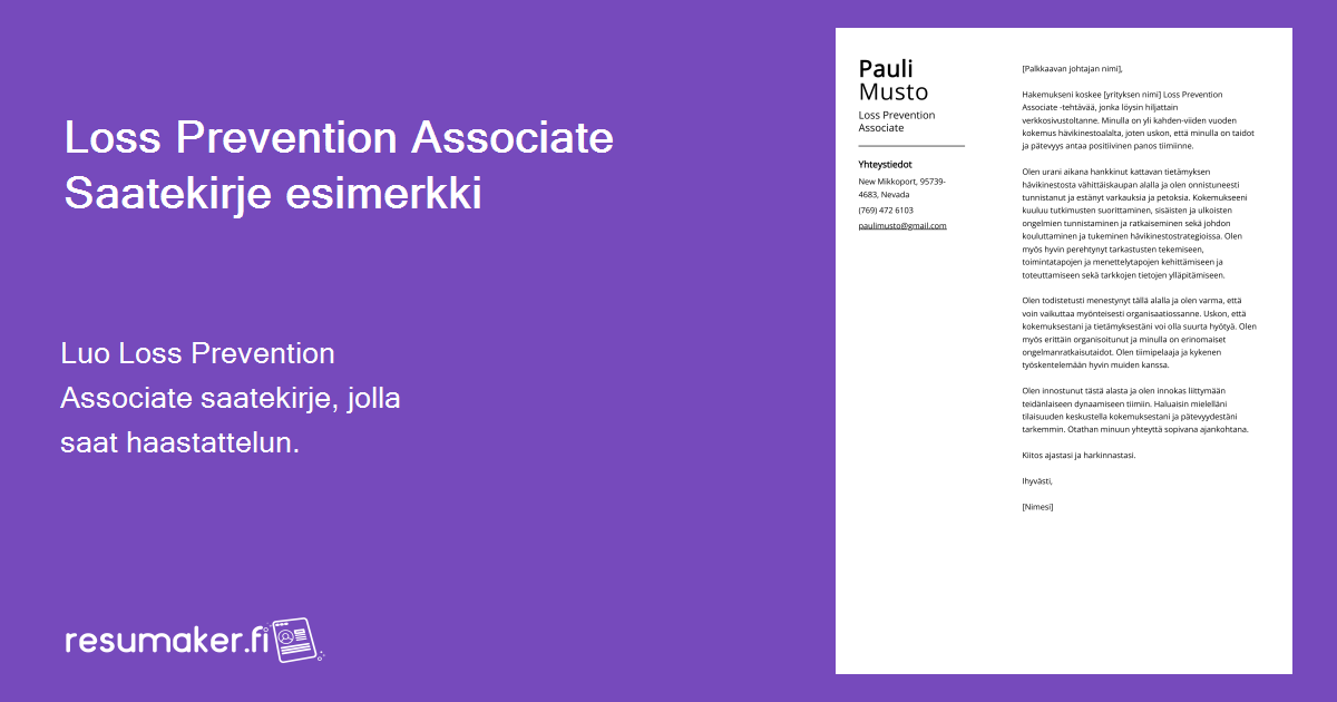 Loss Prevention Associate Saatekirje Ty nkuvaus N yte Opas loss-prevention-associate-saatekirje-ty-nkuvaus-n-yte-opas